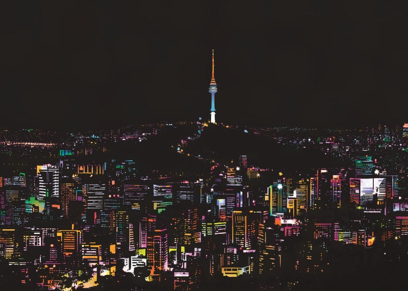 Colorful Night Scene Scratch Painting For Decor