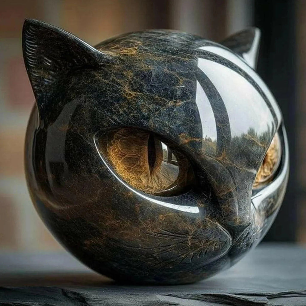 Decorative Black Cat Stone Figurine