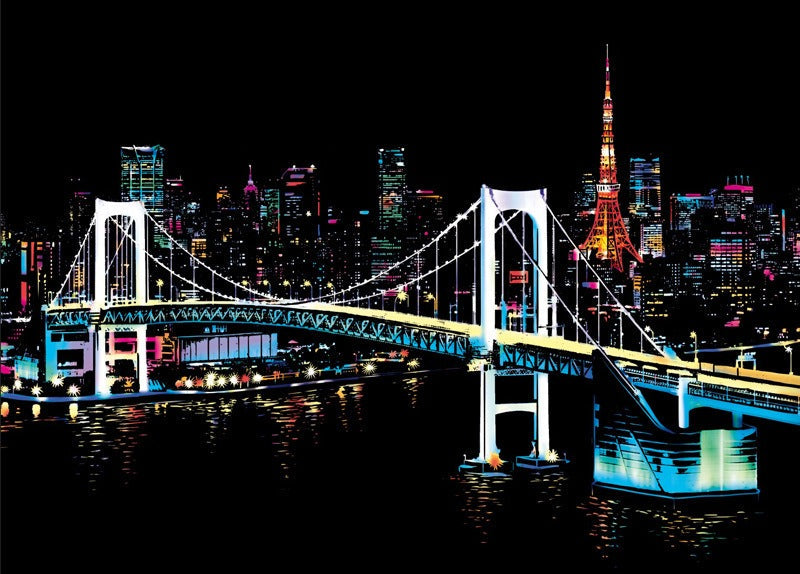 Colorful Night Scene Scratch Painting For Decor