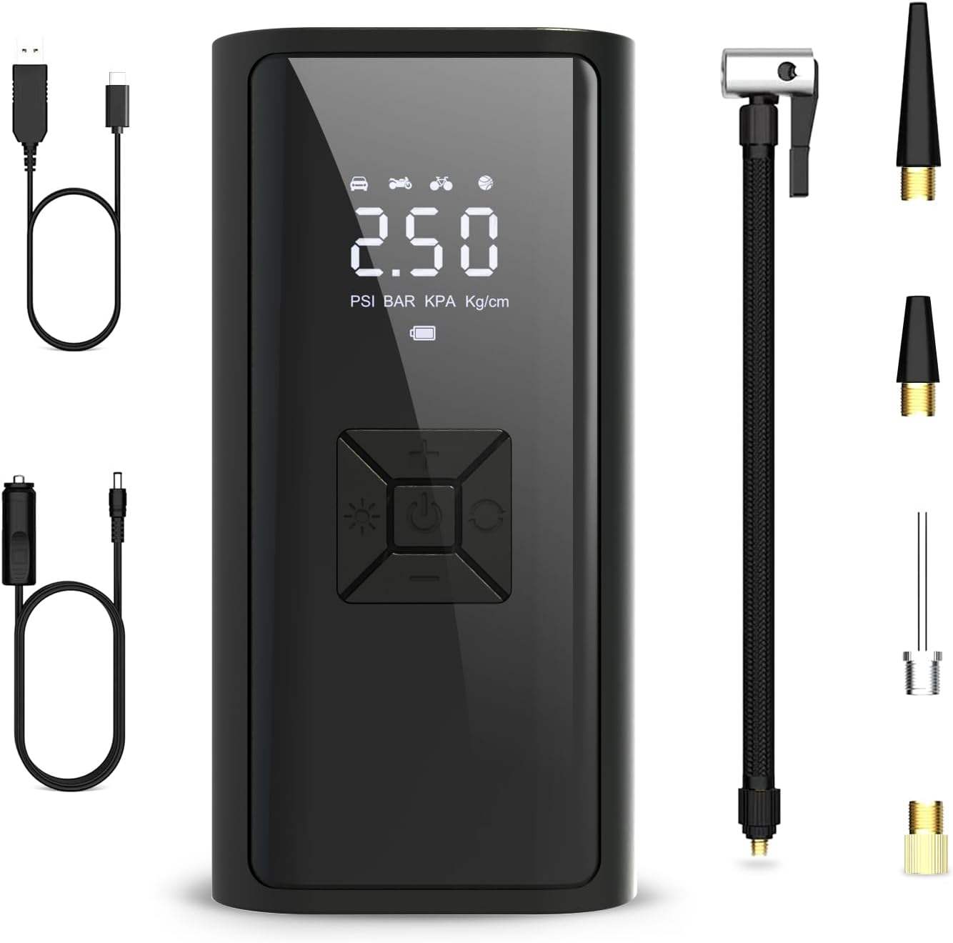 DIGITAL DISPLAY TIRE INFLATOR FOR VEHICLES