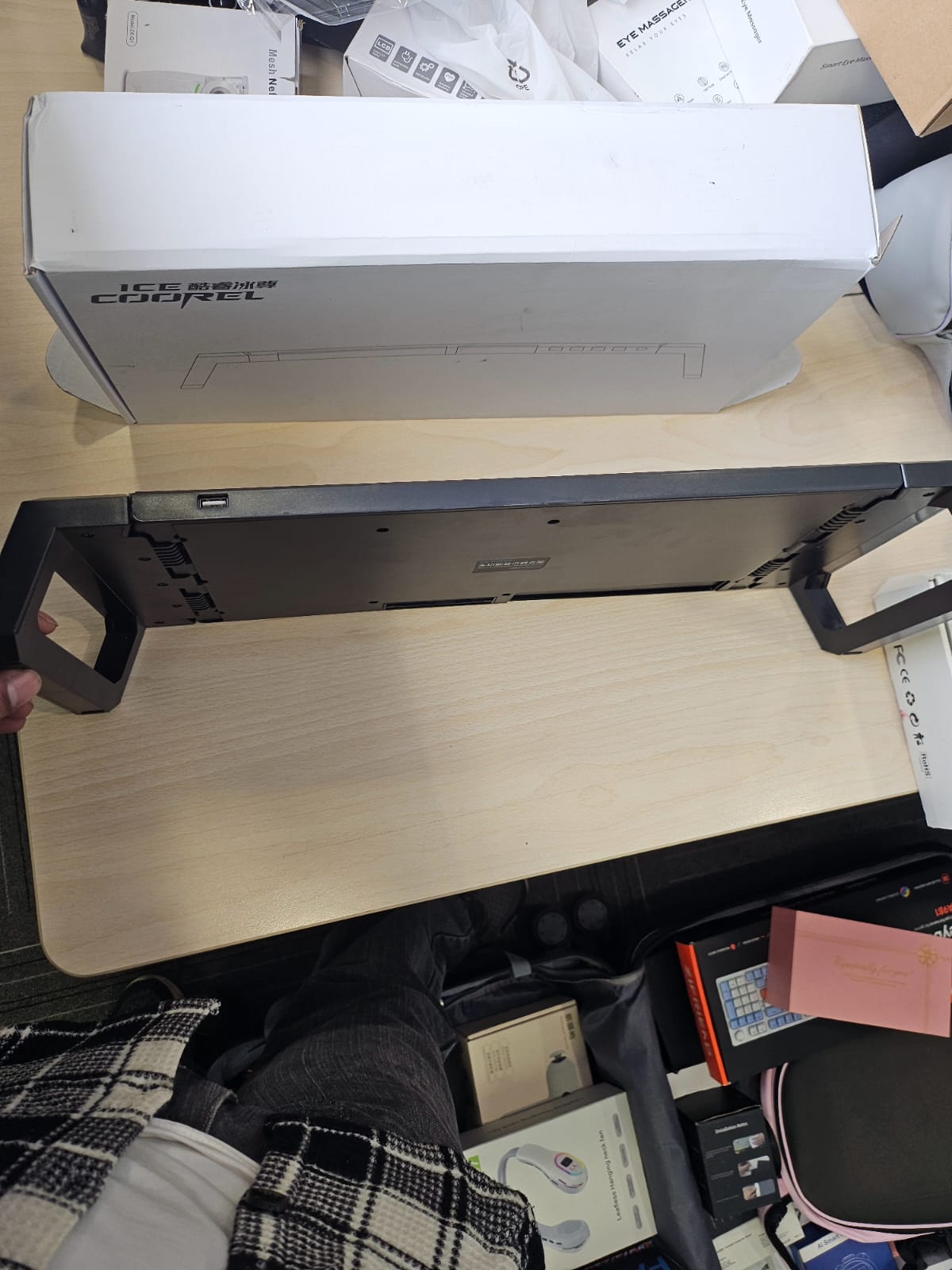 Adjustable Monitor Stand Riser with USB Ports | Desktop Organizer & Laptop Cooling Base