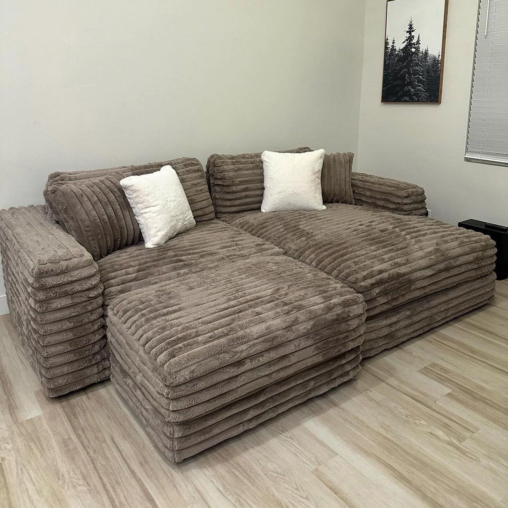 Sofa Set for Living Room | 3+1+1 Modern Fabric Sofa with Cushions & Wooden Frame