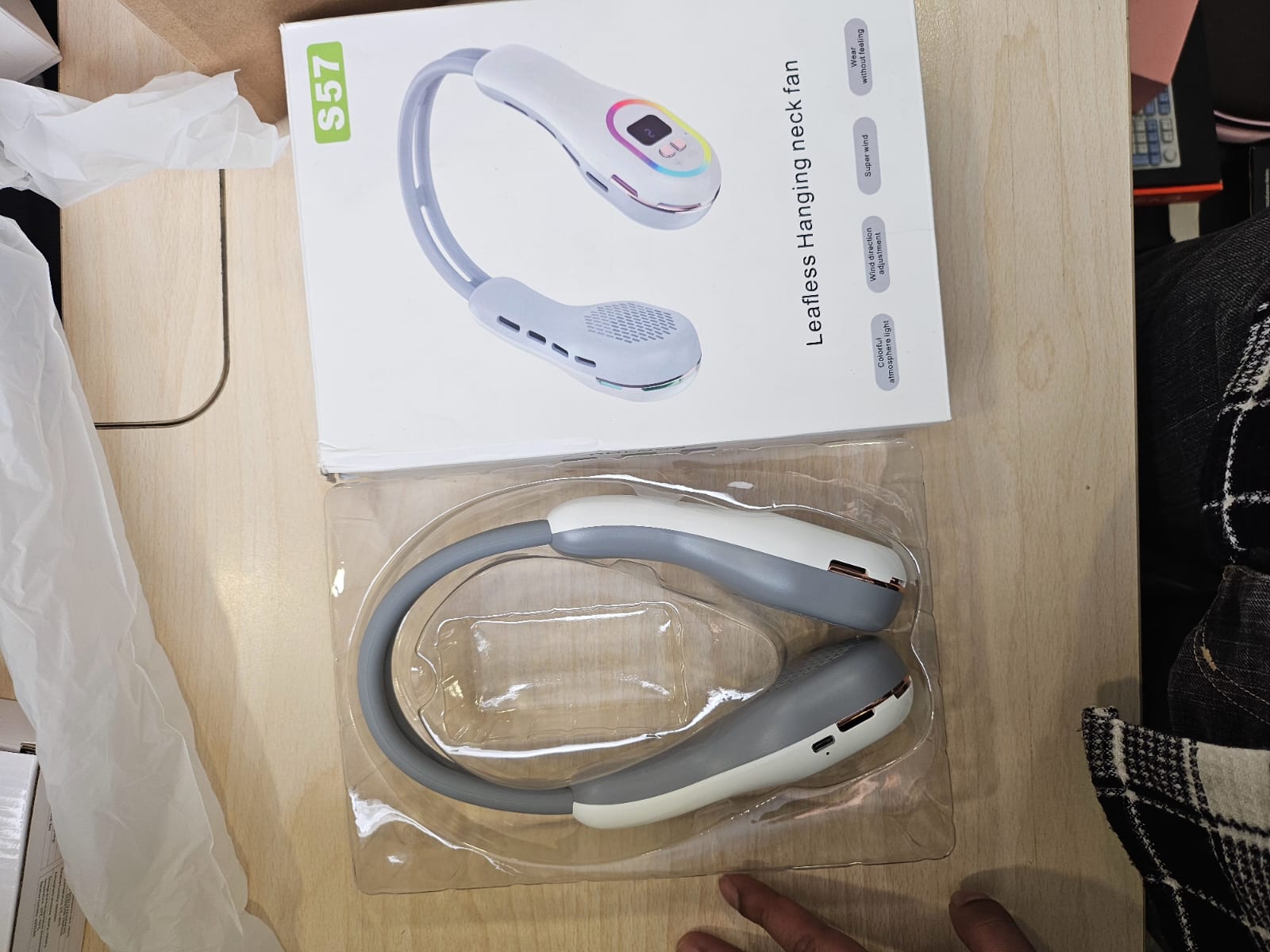 Turbine Neck Fan with Ambient Light | USB Rechargeable Silent Wearable Fan for Sports & Outdoor Use