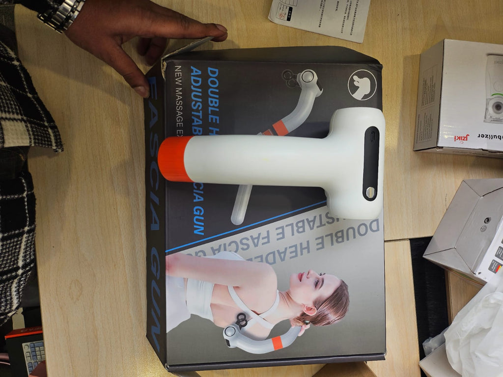 U-Shaped Double-Head Fascia Gun | Curved Hook Back Massager for Deep Tissue & Muscle Relaxation