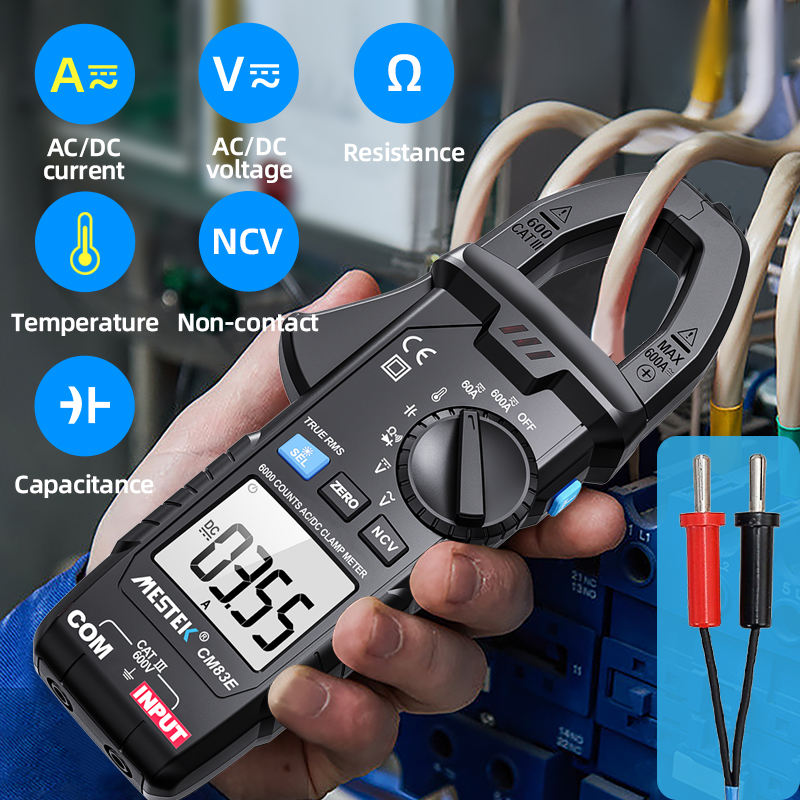 Digital Clamp Meter with True RMS & Backlit Display | AC/DC Voltage, Current & Resistance Tester for Electrical Work