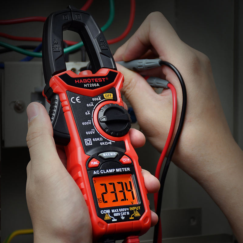 Digital Clamp Meter with True RMS & Backlit Display | AC/DC Voltage, Current & Resistance Tester for Electrical Work