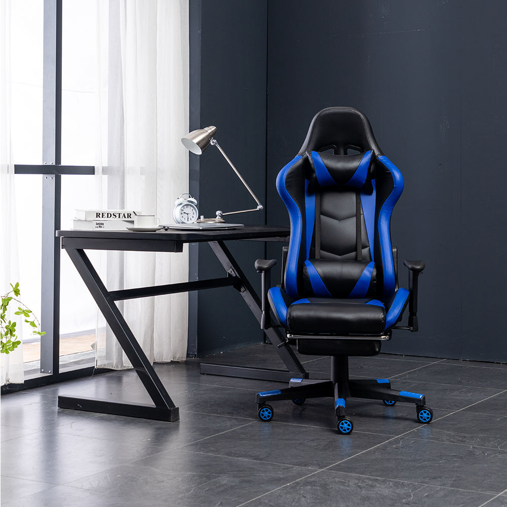 Ergonomic Gaming Chair with Footrest & Lumbar Support | Adjustable Reclining Office Chair with Headrest & 360° Swivel