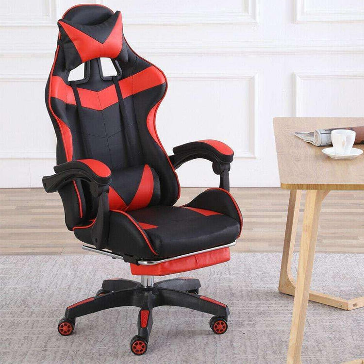Ergonomic Gaming Chair with Footrest & Lumbar Support | Adjustable Reclining Office Chair with Headrest & 360° Swivel