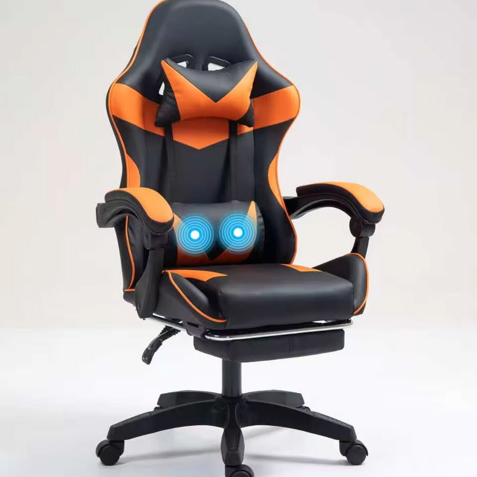 Ergonomic Gaming Chair with Footrest & Lumbar Support | Adjustable Reclining Office Chair with Headrest & 360° Swivel