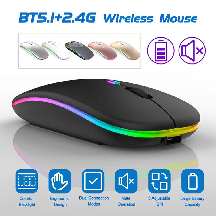 Wireless Mouse with Silent Click & Adjustable DPI | Rechargeable Bluetooth Mouse for Laptop & PC