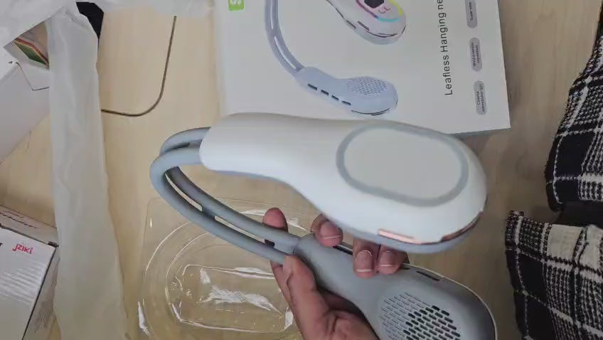 Turbine Neck Fan with Ambient Light | USB Rechargeable Silent Wearable Fan for Sports & Outdoor Use