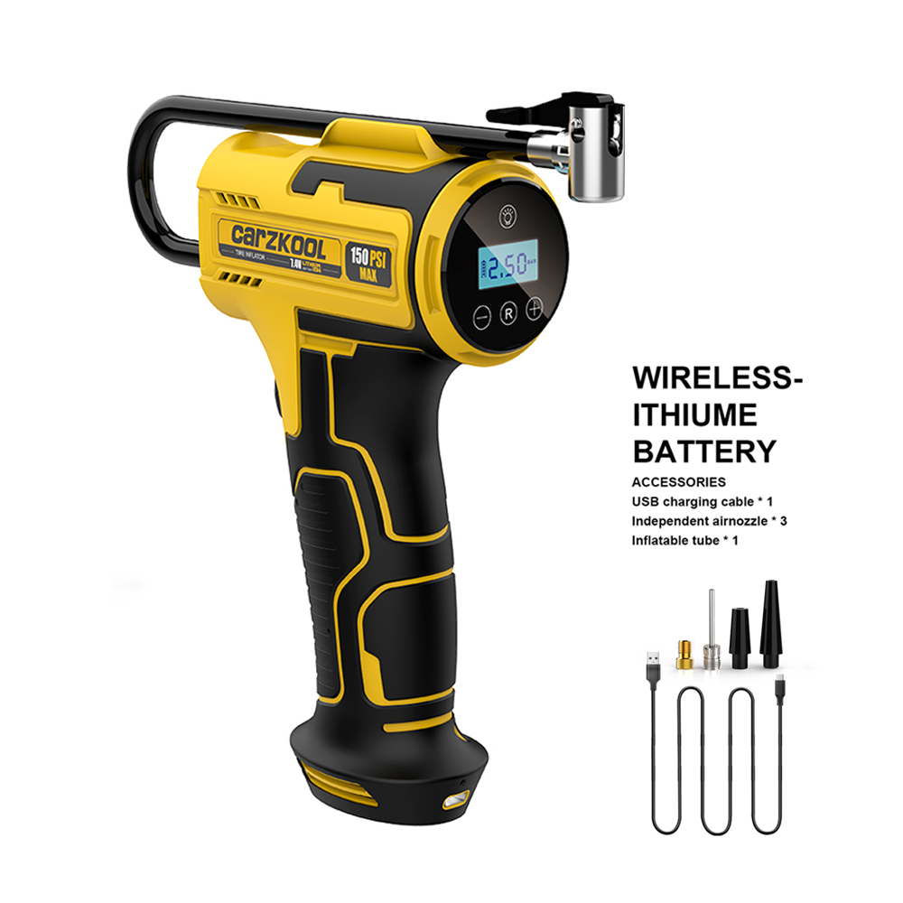 Portable Tire Inflator with Digital Pressure Gauge & LED Light | 12V Electric Air Compressor Pump for Car, Bike & Sports