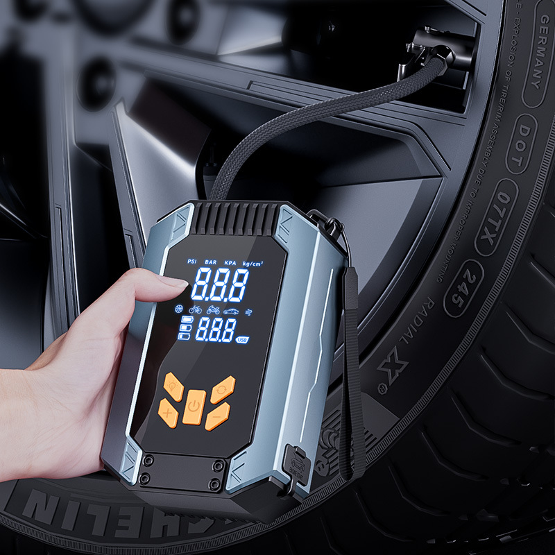 Portable Tire Inflator with Digital Pressure Gauge & LED Light | 12V Electric Air Compressor Pump for Car, Bike & Sports