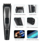 Rechargeable Beard & Hair Trimmer with Stainless Steel Blades | Cordless Grooming Kit for Men with Adjustable Settings